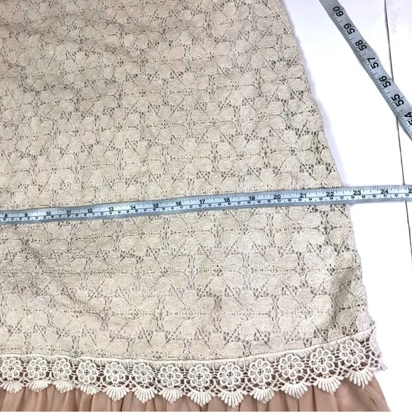 A'reve Women Large Dress Cream Blush Layered Lace Crochet Sleeveless Shift Boho - Picture 6 of 8